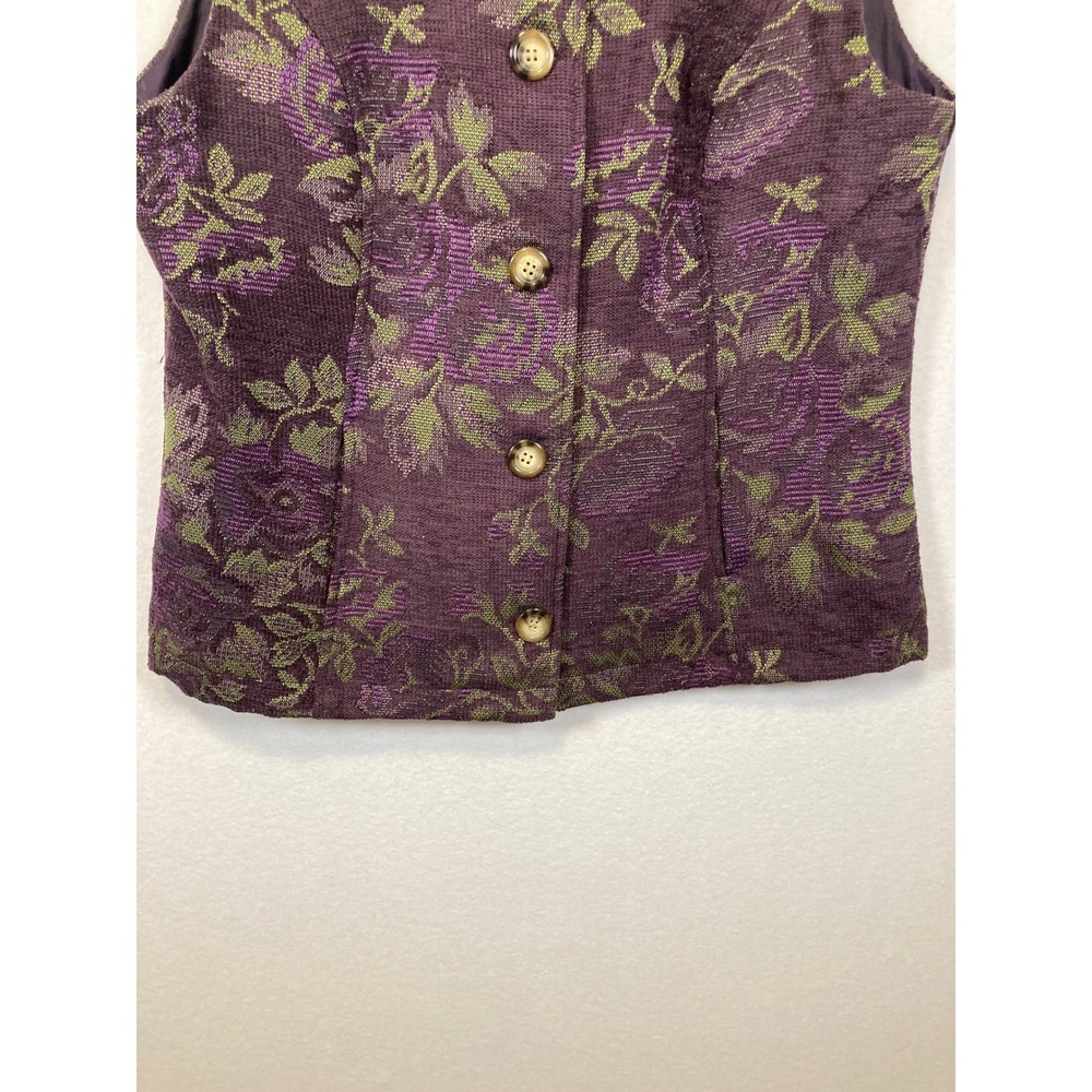 Christopher & Banks‎ Womens Purple Floral Brocade Vest Size L - Picture 5 of 9